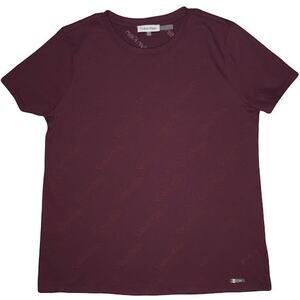 Calvin Klein Women’s T-Shirt Size Medium Burnout-Logo Short Sleeve Sheer Red Tee